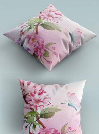 多彩水彩图案水彩花卉抱枕模板