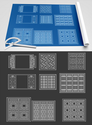 室内门窗门窗屏风CAD图纸模板