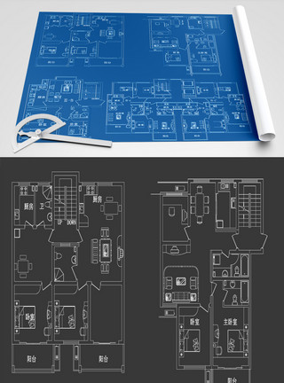 建筑室内背景建筑户型图CAD图纸模板