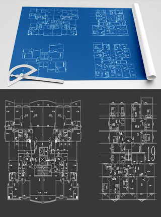 建筑设计师手拿图纸建筑户型图CAD图纸模板