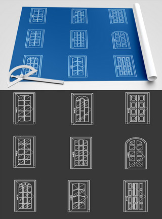 玻璃桌子素材玻璃移门节点CAD图纸模板