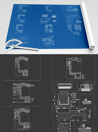 工业小素材园林CAD线稿投标园林设计图纸模板
