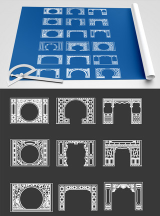屏风CAD2021年cad模型门窗屏风元素设计模板