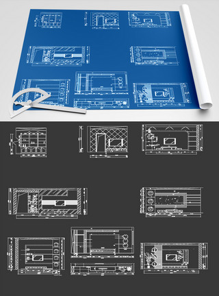 背景墙图纸电视墙背景墙CAD图纸模板
