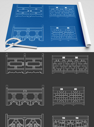 围护栏护栏CAD图纸素材模板