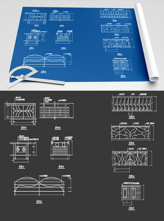 护栏图片护栏CAD图纸素材模板