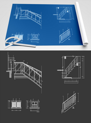 跨越护栏护栏CAD图纸素材模板