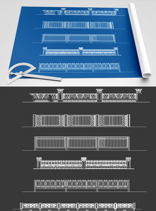 护栏CAD图纸素材模板