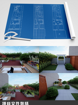 模型渲染别墅园林户外全套方案设计图纸全案设计模板