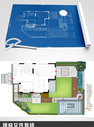 室内设计CAD别墅园林户外全套方案设计图纸全案设计模板