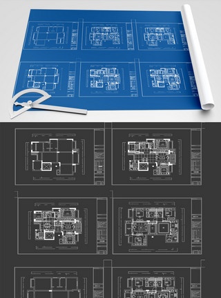三室同堂CAD小区中式传统户型图CAD图纸模板