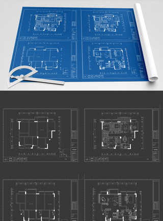 LOFT户型图CAD小区中式传统户型图CAD图纸模板