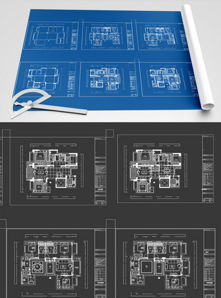 吊车图纸CAD小区中式传统户型图CAD图纸模板