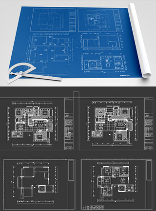 小区图CAD小区中式传统户型图CAD图纸模板