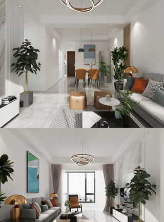 简欧木地板客厅北欧风家装客厅效果图设计模板