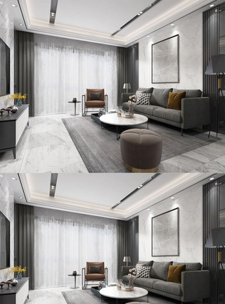 北欧素材黑白2020年北欧黑白风家居客厅设计模板