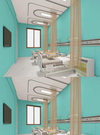 加护病房医疗医院病房模型设计模板