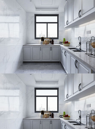 厨房模型北欧家居厨房空间设计模板