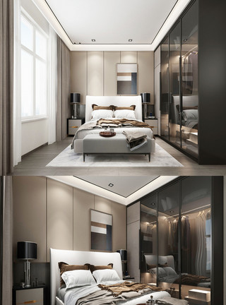 灯光现场2020年现代卧室家居场景设计模板