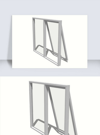 透明窗户窗户SU模型透明窗开窗办公窗模板