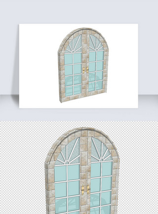玻璃窗素材窗户SU模型透明窗欧式落地窗模板