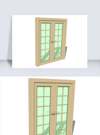 玻璃窗素材窗户SU模型透明窗欧式落地窗模板