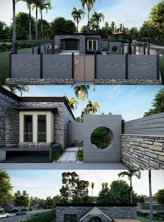 建模创意图赵巷园林设计CAD户外设计别墅SU设计模板