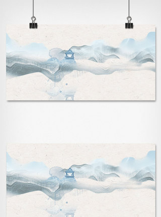 中式景墙素材新中式山水水墨画模板