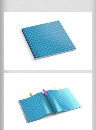 方形格子高档方形画册样机模板