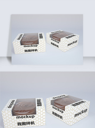 蕾丝透明素材蛋糕透明留口包装盒智能贴图样机模板