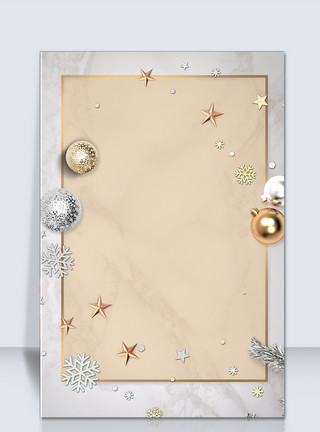 金色闪耀星光简约银色圣诞海报背景模板