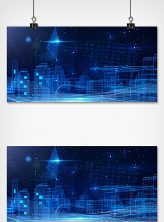 彩色彗星尾光线条城市科技粒子背景模板