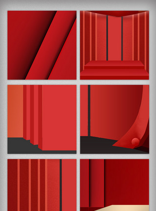 双静物素材红色国庆节活动促销主图背景素材模板