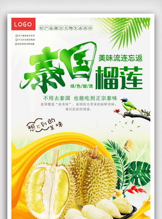 泰国干花素材水果榴莲海报设计.psd模板