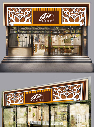 餐厅广告特色门头设计模板