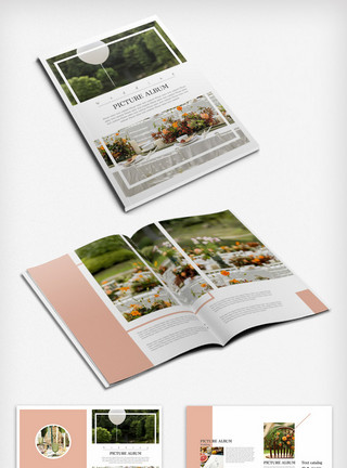 温馨摄影粉色婚纱摄影整套画册模板