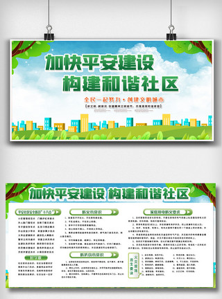 社区双面展板设计绿色和谐社区环保内容宣传双面展板设计素材模板