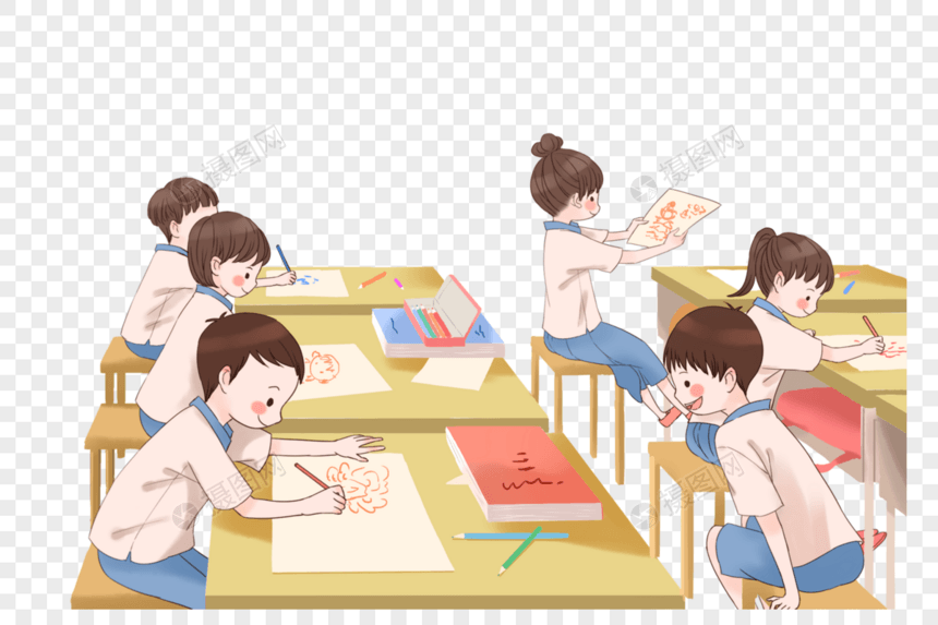 教室里的小学生图片