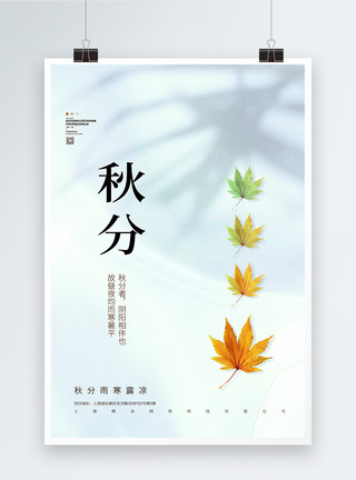 酸性秋分节气海报秋分唯美树叶海报设计模板