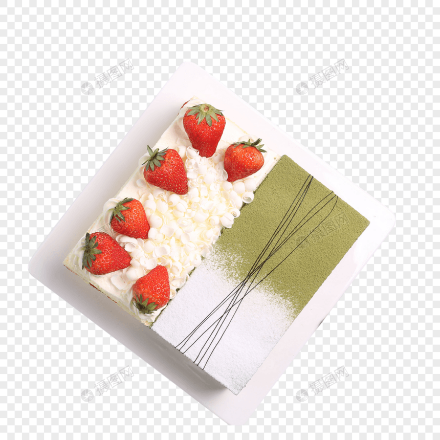 草莓抹茶 双拼蛋糕图片