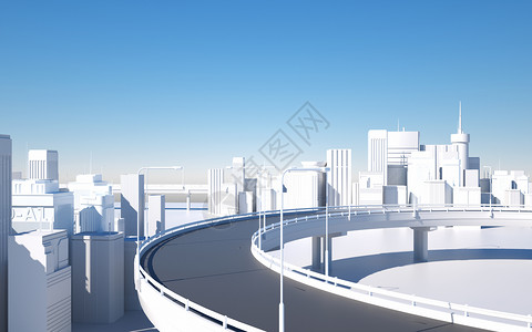 3d城市桥梁建设高清图片
