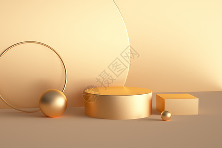 漂浮球立体舞台金属几何电商展台设计图片