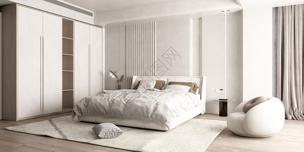 装修别墅3D现代简约卧室设计图片
