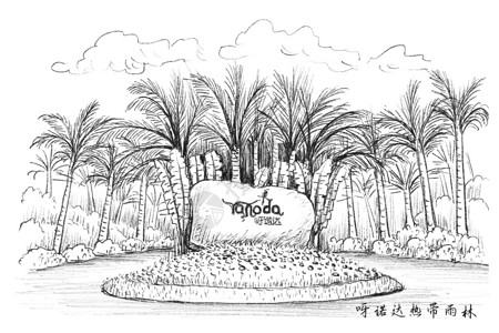 国内旅游景点海南呀诺达雨林插画