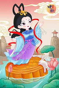 国潮风传统中秋节背景图片