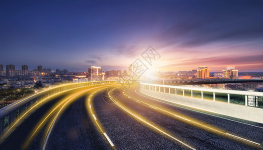 天桥夜景汽车公路设计图片