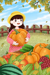 食品农产品秋天大丰收插画