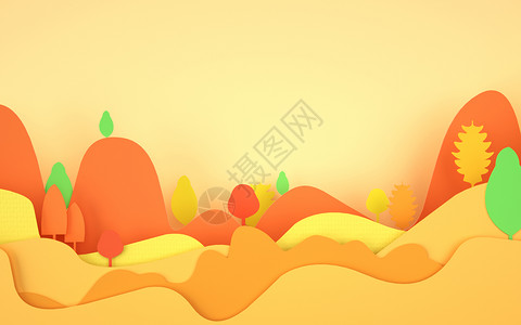 秋天植物插画3d秋天场景设计图片