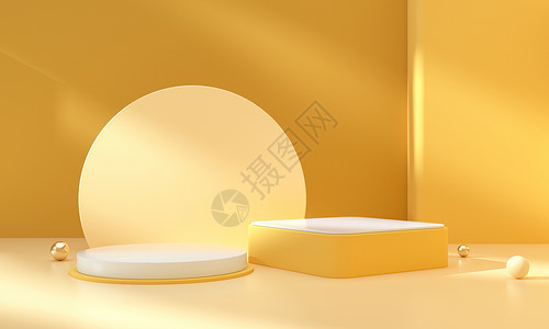 黄色珍珠立体光影电商展台设计图片