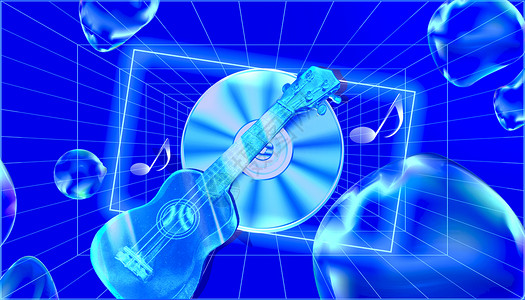 蓝色吉他克莱因蓝设计图片